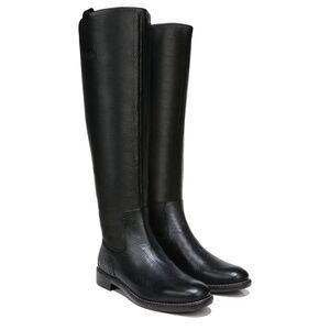 New FRANCO SARTO Meyer Knee High Tall Riding Boots Black Leather Back Zip Size 8